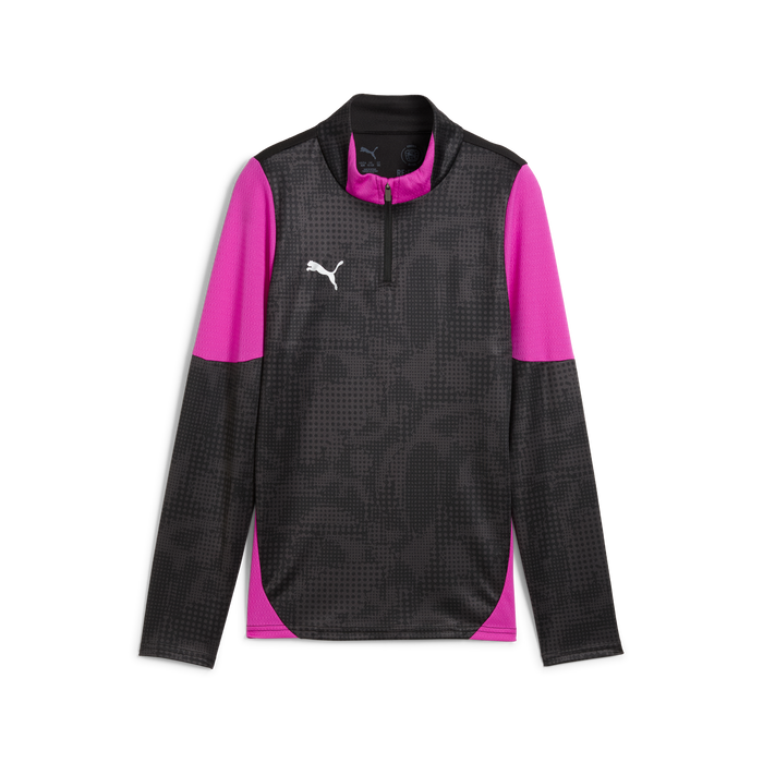 Puma Team CUP 25 Training 1/4 Zip Top in black and pink