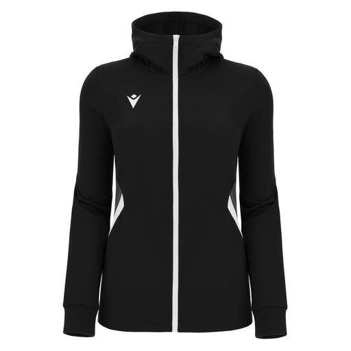 Black hoodie with a white zipper on a white background