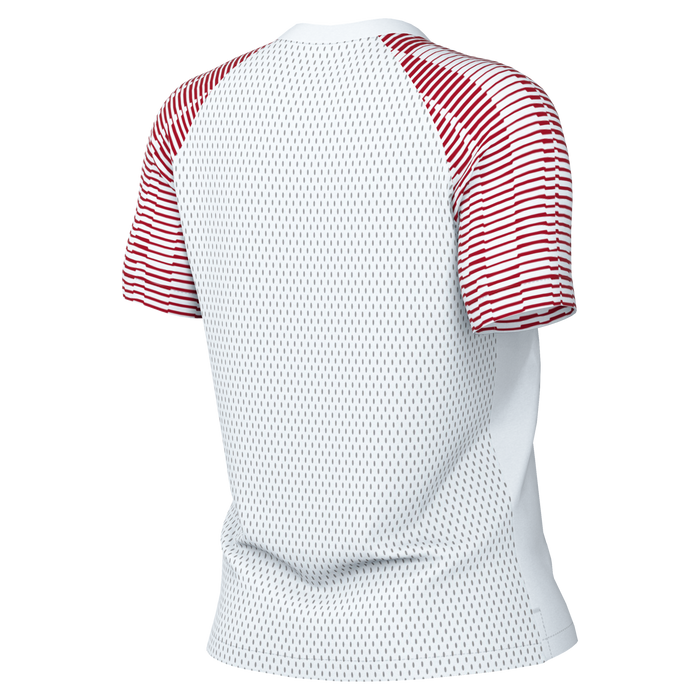 back of Nike Dri-Fit Academy Shirt Short Sleeve Women's in white/university red
