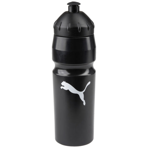 A black Puma brand water bottle with the iconic Puma logo on the side.
