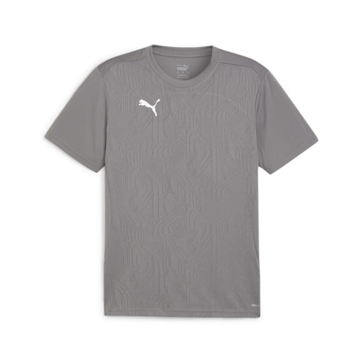 A short-sleeved Puma football shirt in grey, with a Puma logo on the chest.