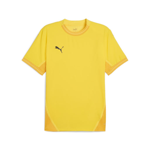 A yellow short-sleeve Puma sports shirt with the brand logo on the chest.