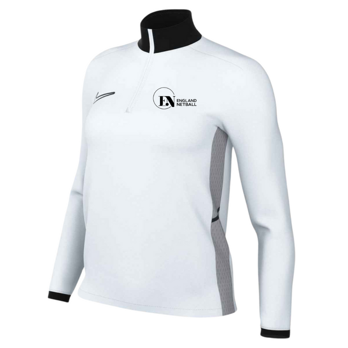 England Netball Women's White 1/4 Zip Drill Top - Umpires and Officials