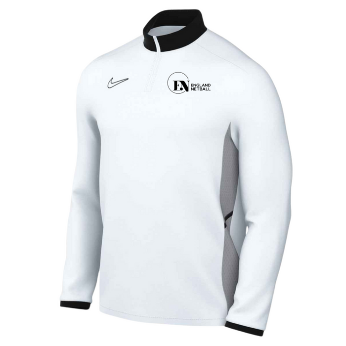 England Netball Unisex White 1/4 Zip Drill Top - Umpires and Officials
