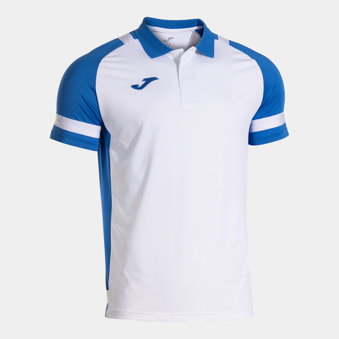 Joma Lider Short Sleeve Polo Shirt in white and blue