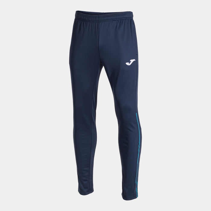Joma Championship VIII Long Pants in navy with sky blue stripe along the left leg