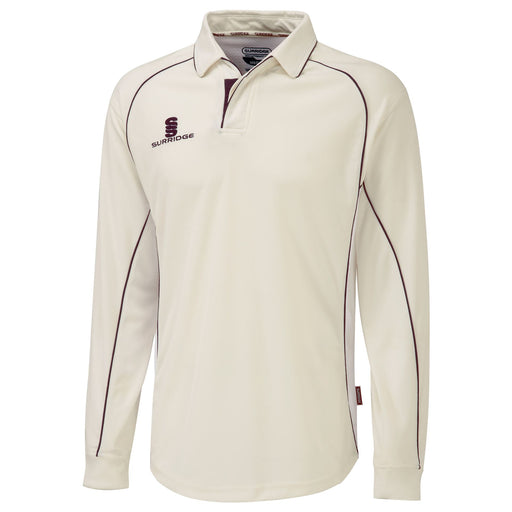 Surridge Sport Long Sleeve Cricket Shirt in maroon