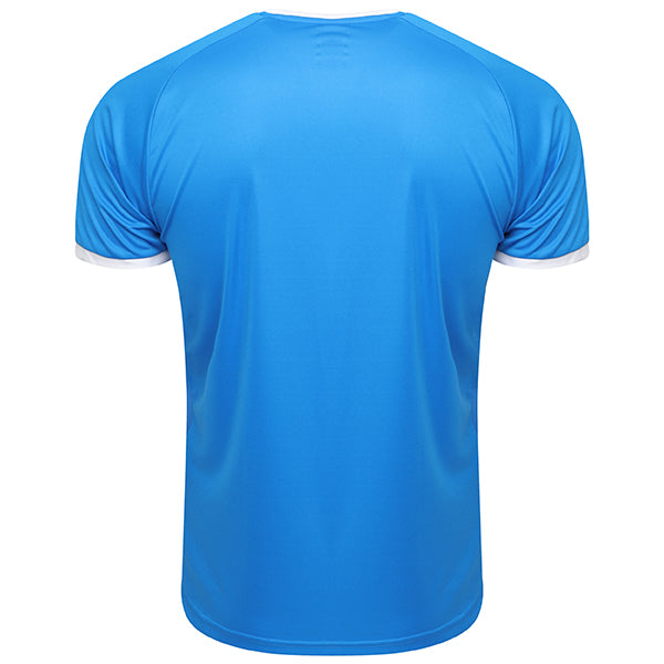 back of Puma Liga Shirt Striped in electric blue lemonade and white