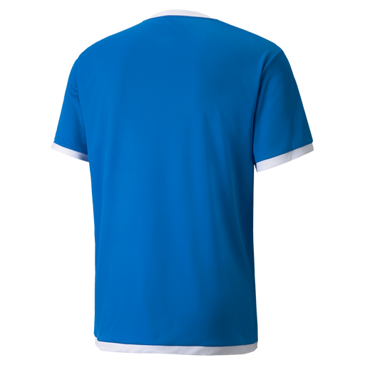 back of Puma Team Liga 25 Short Sleeve Shirt in electric blue lemonade