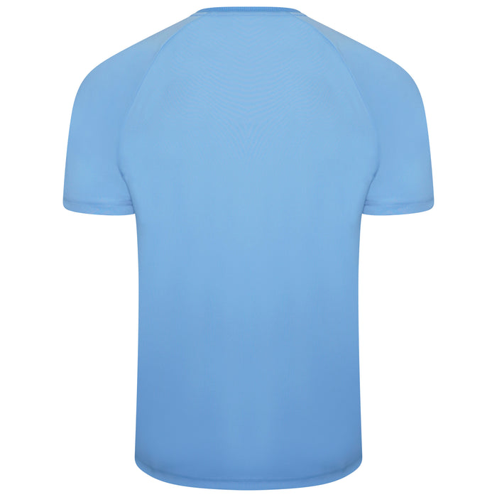 back of Puma Team Liga Striped Short Sleeve Shirt team light blue and cordovan