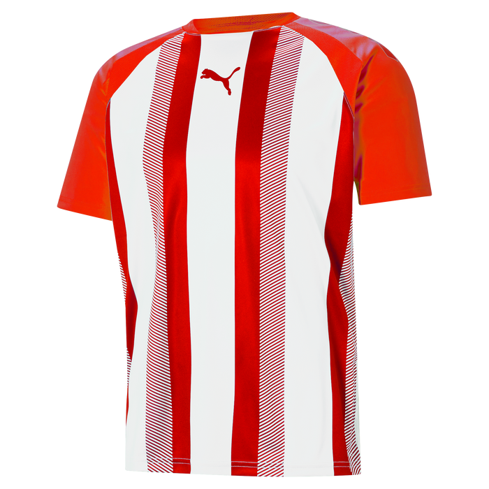Puma Team Liga Striped Short Sleeve Shirt in red and white