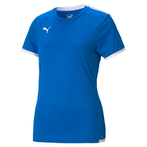 Puma Team Liga 25 Short Sleeve Shirt Womens in electric blue lemonade