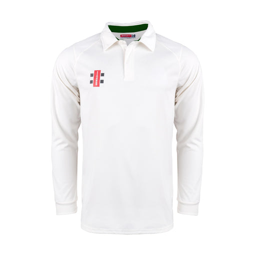 Gray Nicolls Pro Performance V2 Long Sleeve Cricket Shirt in ivory/green