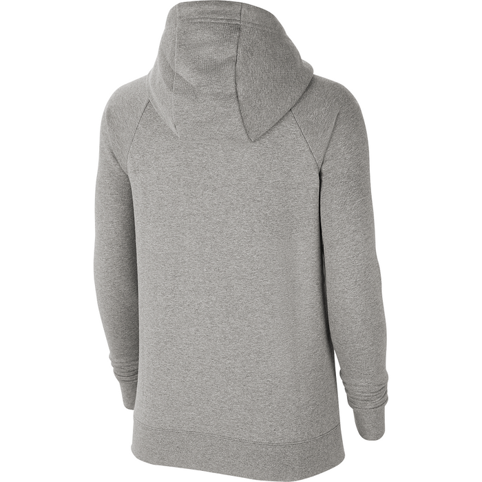 back of Nike Park 20 Full Zip Hoodie Womens in DK Grey Heather/Black