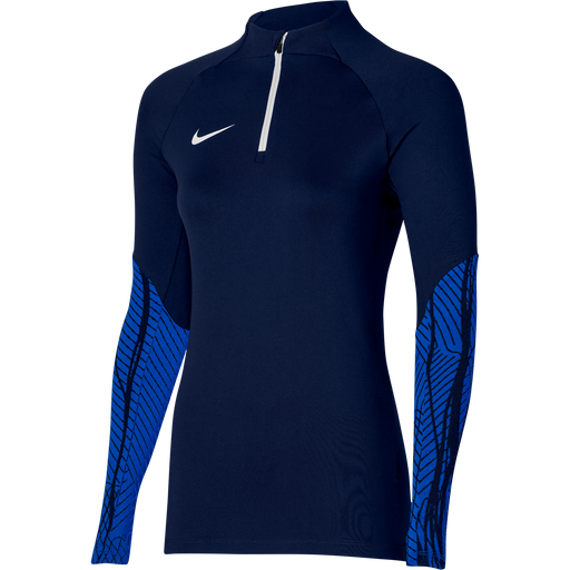 Nike Dri FIT Strike 23 1/4 Zip Women's Drill Top in obsidian and royal blue