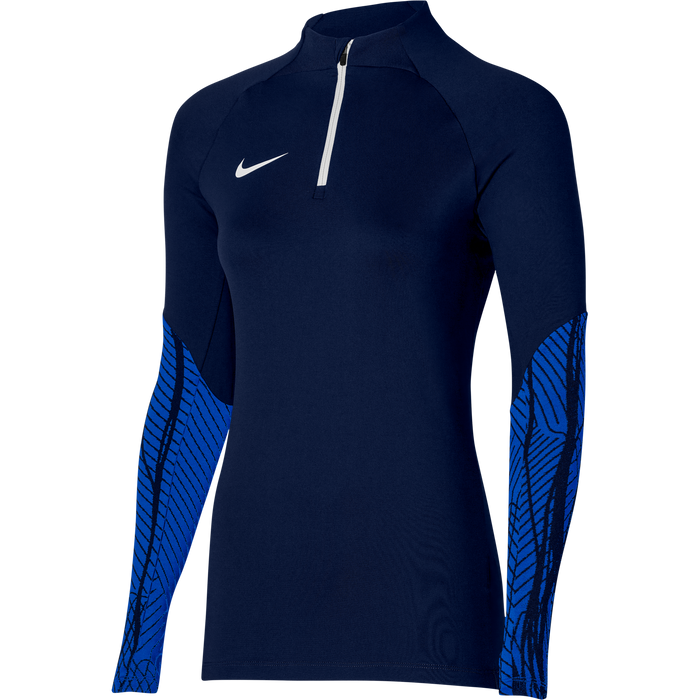 Nike Dri FIT Strike 23 1/4 Zip Women's Drill Top in obsidian and royal blue