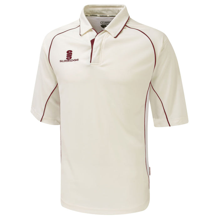 Surridge Sport 3/4 Sleeve Cricket Shirt in red/white