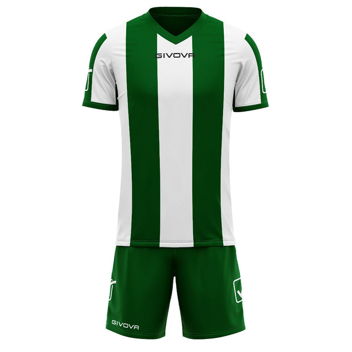 Givova Kit Catalano Short Sleeve Shirt & Shorts Set in Green/White
