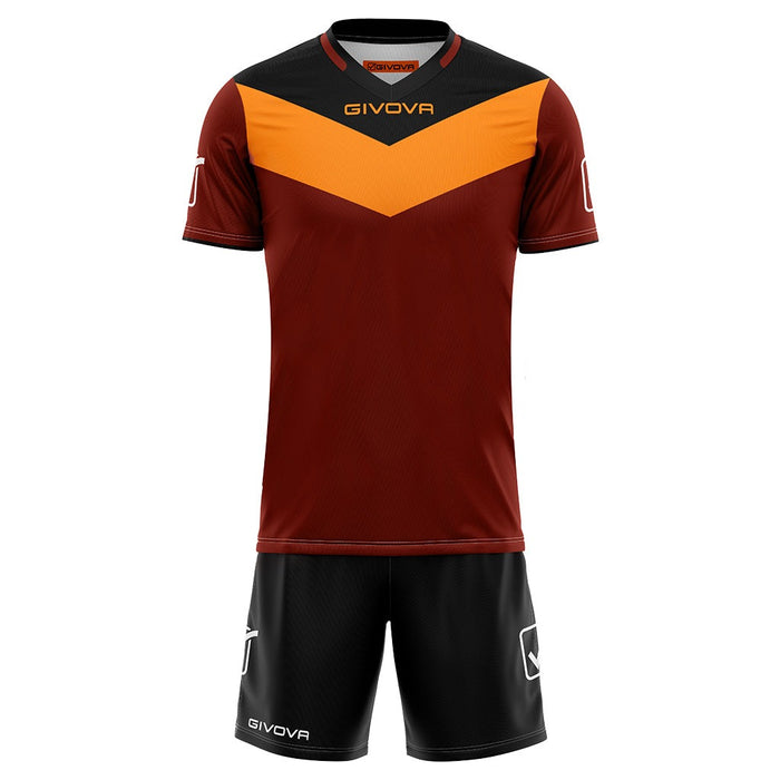Givova Kit Campo Short Sleeve Shirt & Shorts Set in Burgundy/Orange