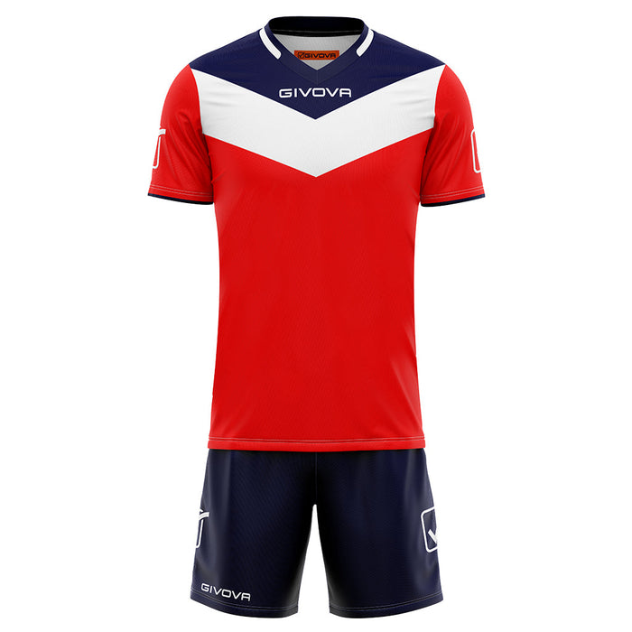 Givova Kit Campo Short Sleeve Shirt & Shorts Set in Red/Navy