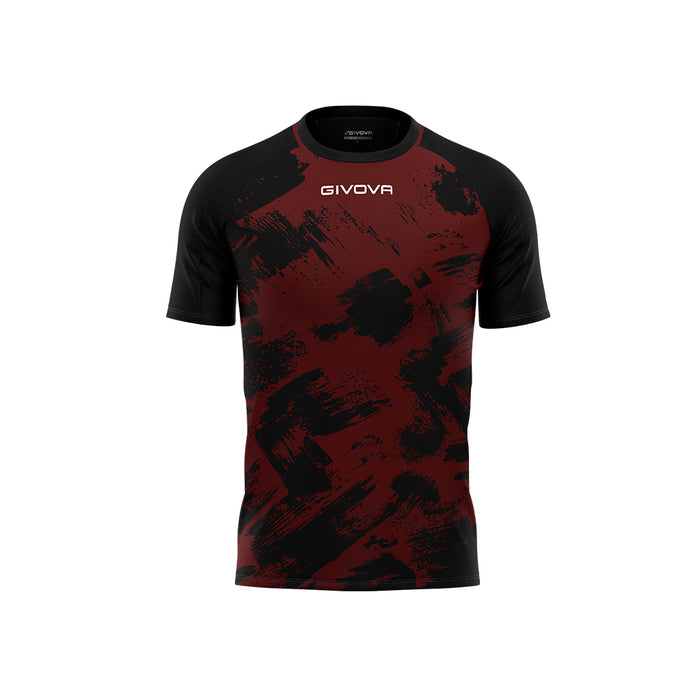 Givova Art Short Sleeve Shirt in Burgundy/Black