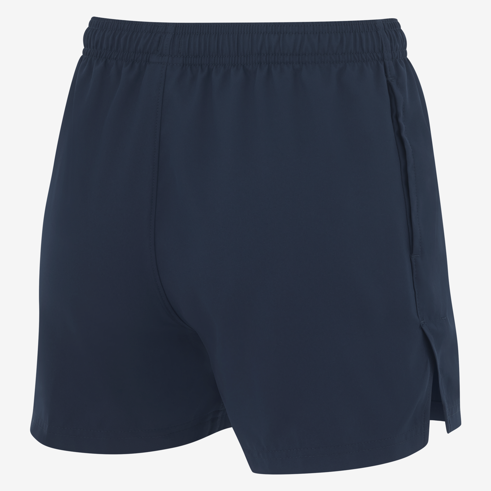 back of Nike Team Woven Short Womens in obsidian