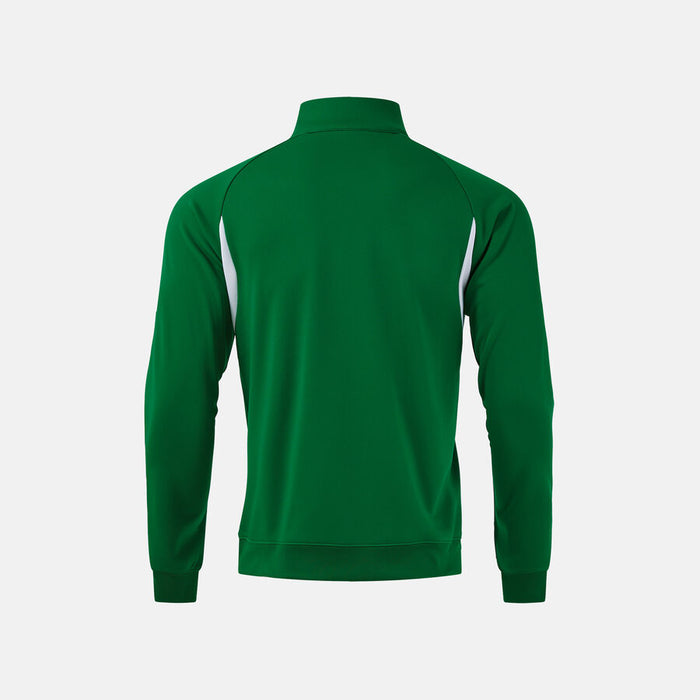 Green long-sleeve shirt with a quarter-zip on a white background