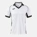 White sports jersey with black accents on a white background
