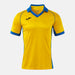 Yellow sports jersey with blue accents on a white background