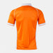 Orange sports jersey with white accents on a light gray background