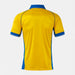 Yellow sports jersey with blue accents on a white background