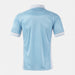 Light blue sports jersey with white trim on a light gray background