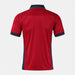 Red sports jersey with navy accents on a white background
