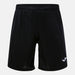 Black shorts with a brand logo on a light gray background
