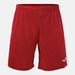 Red shorts with a brand logo on a light gray background