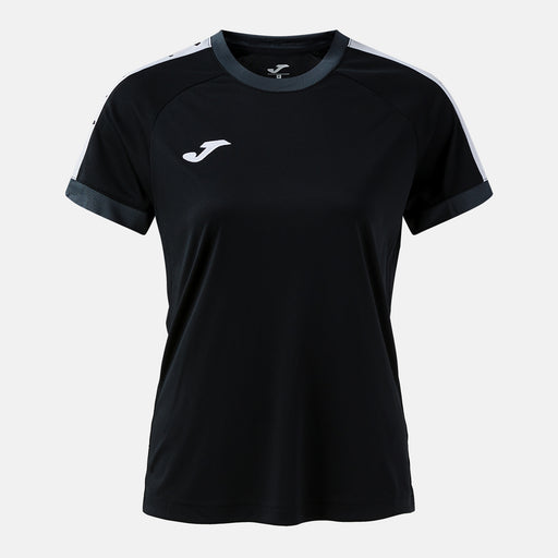 Black sports jersey with white accents on a light gray background