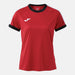 Red sports jersey with black and white accents on a light gray background