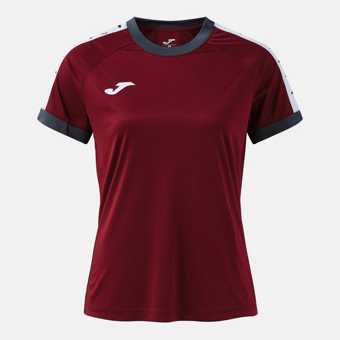 Maroon sports jersey with white accents on a light gray background