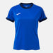 Blue sports jersey with white accents on a white background