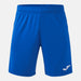 blue shorts with a brand logo on a light gray background