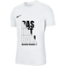 White t-shirt with 'Basketball' and 'Bedford Thunder' text and Nike logo on a white background