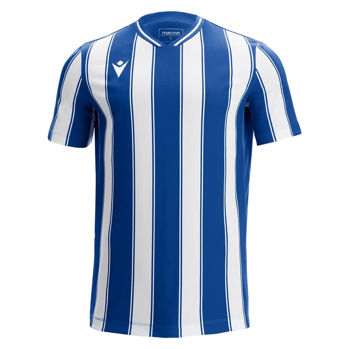 Blue and white striped shirt on a white background