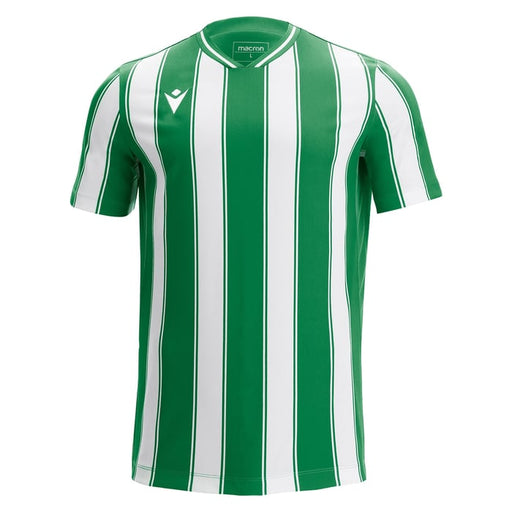 Green and white striped shirt on a white background