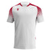 White sports jersey with red accents on a white background