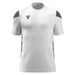 White sports jersey with black accents on a white background