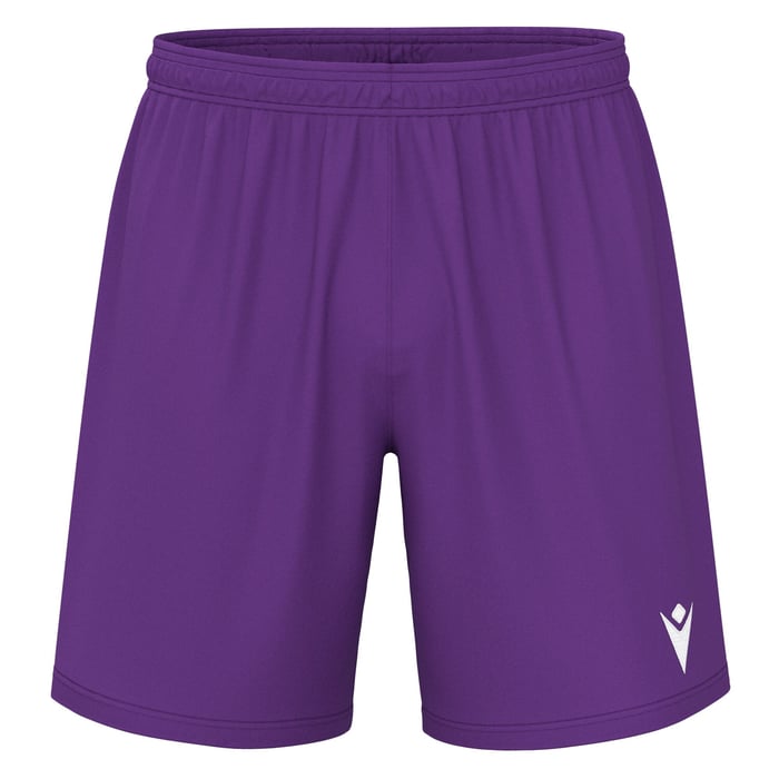 Purple shorts with a brand logo on a white background