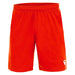 Red shorts with a white logo on a white background