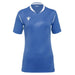 Blue sports jersey with white accents on a white background
