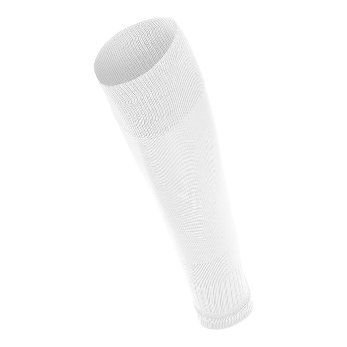 White knee-high sock with gray top on a white background