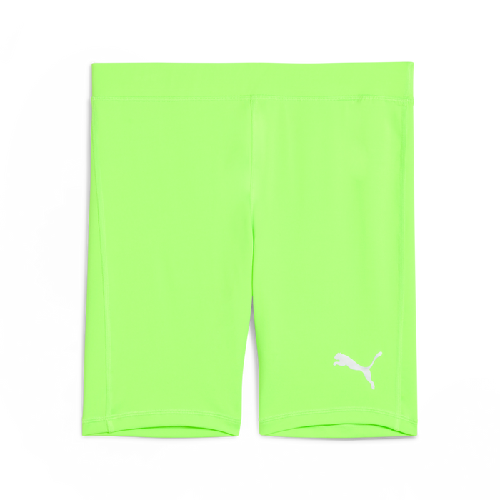 A pair of green Puma baselayer shorts for men, with the Puma logo on the left leg.